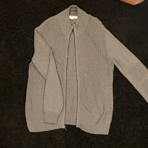 Men's Calvin Klein Gray Full Zip Sweater Jacket- L